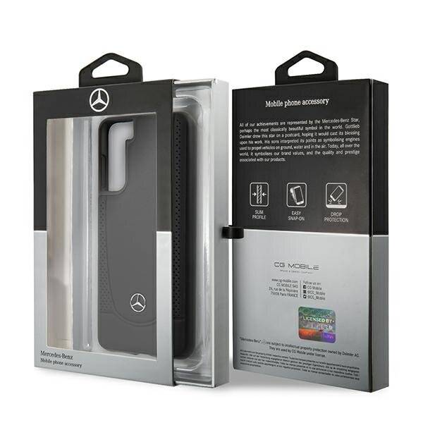 Mercedes-Benz - Perforated Hülle mit Metal Logo - G996F Galaxy S21+ - Schwarz-0