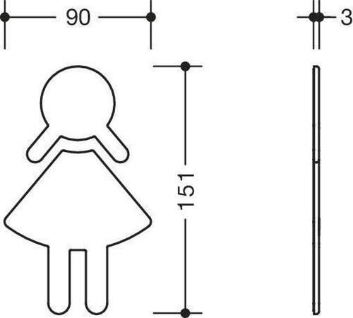 HEWI Symbol Frau Serie 801 matt selbstklebend anthrazitgrau-3
