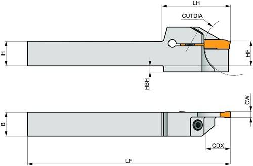 Außendrehhalter ISO GL1-S1616KFR-16-45 Einstechtiefe 16mm Rechtslauf PRAMET-3