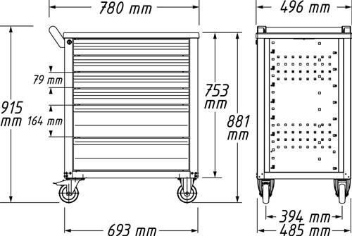Wkz.wagen 177 B780xT498xH915mm 300kg 7 Schubl.217-tlg.Stahlbl.HAZET-3
