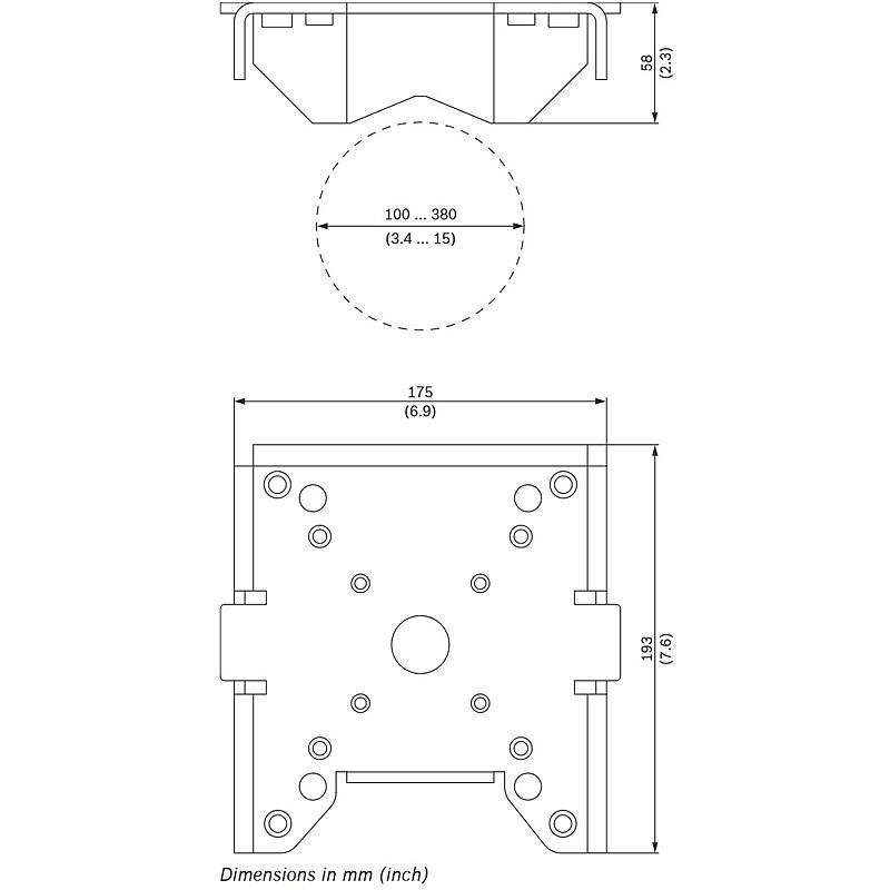 Bosch NDA-U-PMAL Mastadapter universal, für Kameras, groß, weiß-1
