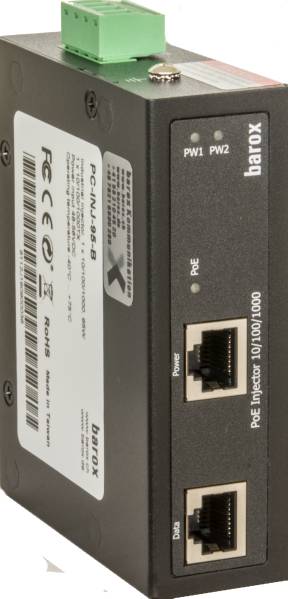BAROX PC-INJ-95B PoE-Injektor für Hutschinenmontage, erweiterter Temperaturbereich, PoE++ 95W, kompatible mit für Bosch-0