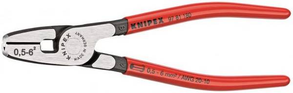 Knipex 97 81 180 Crimpzange 9781180 180mm 0,5-6qmm f.Aderend. poliert Kunst.