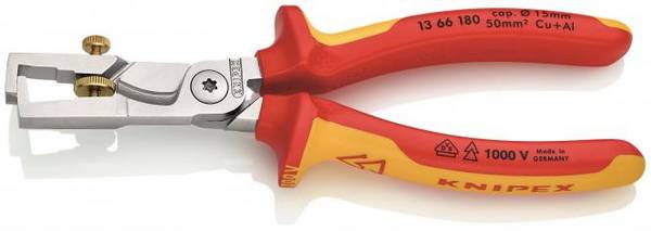 Knipex Kabelschere mit 1366180SB Abisolierfunktion