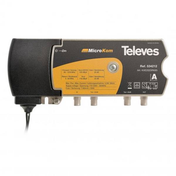1St. Televes KVE2025RK65 BK-Verstärker 20/25dB mit RK (5-65MHz) 2