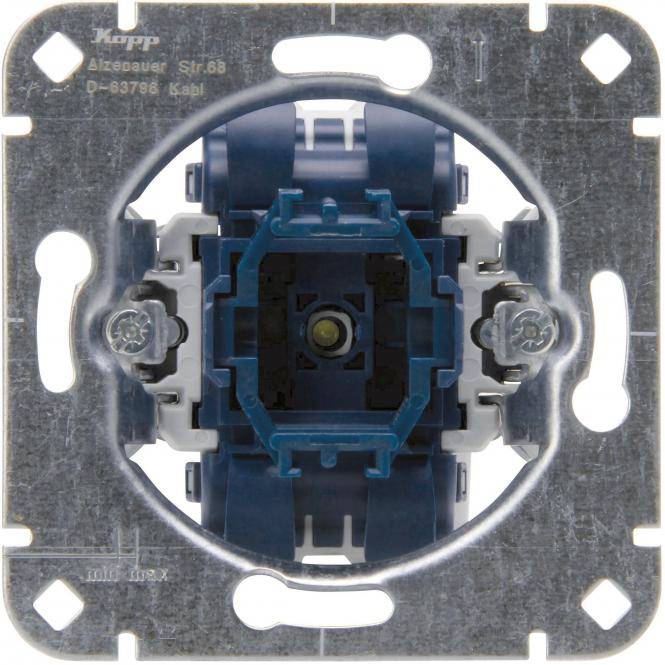 KOPP 508600001 - Unterputz Kontrollschalter-Sockel (Aus-/Wechselschalter | 250V | 10AX | IP20) - aluminium-0