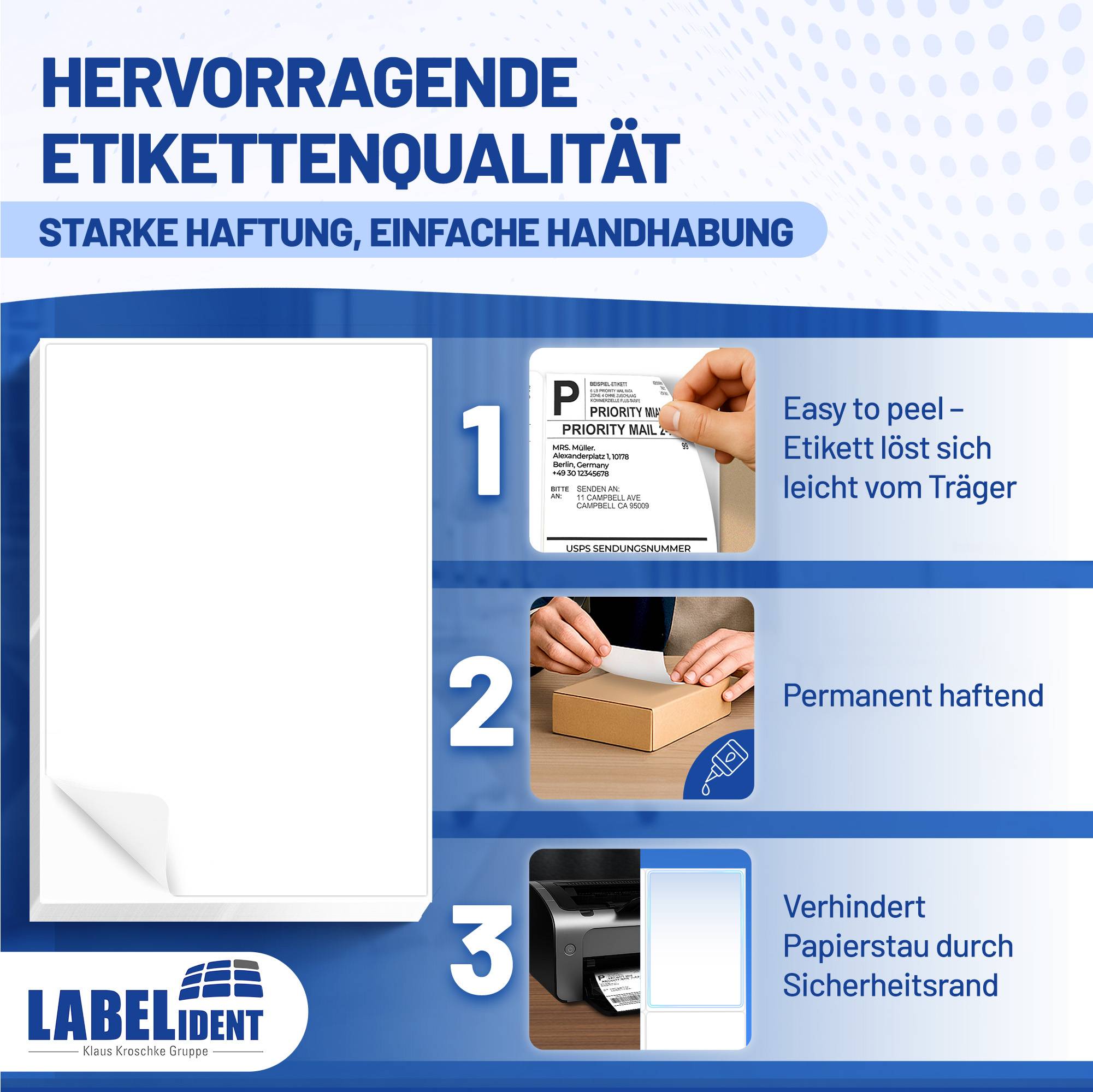 Labelident Papier Etiketten weiß, 210 x 297 mm, 500 Stück, 500 Blatt-2