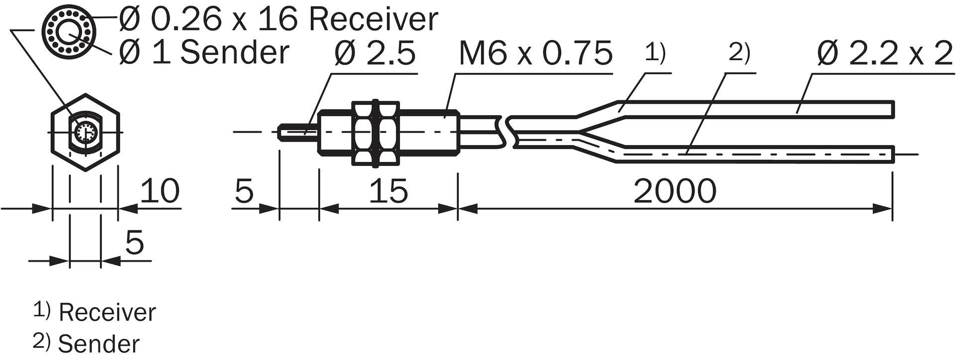 Sick LL3-DB01, Glasfaserkabel, P/n: 5308074-1