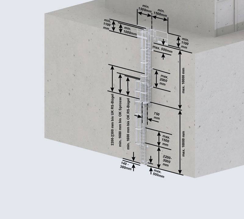 Euroline Steigleiter Aluminium eloxiert SH 13,44m PG1-0