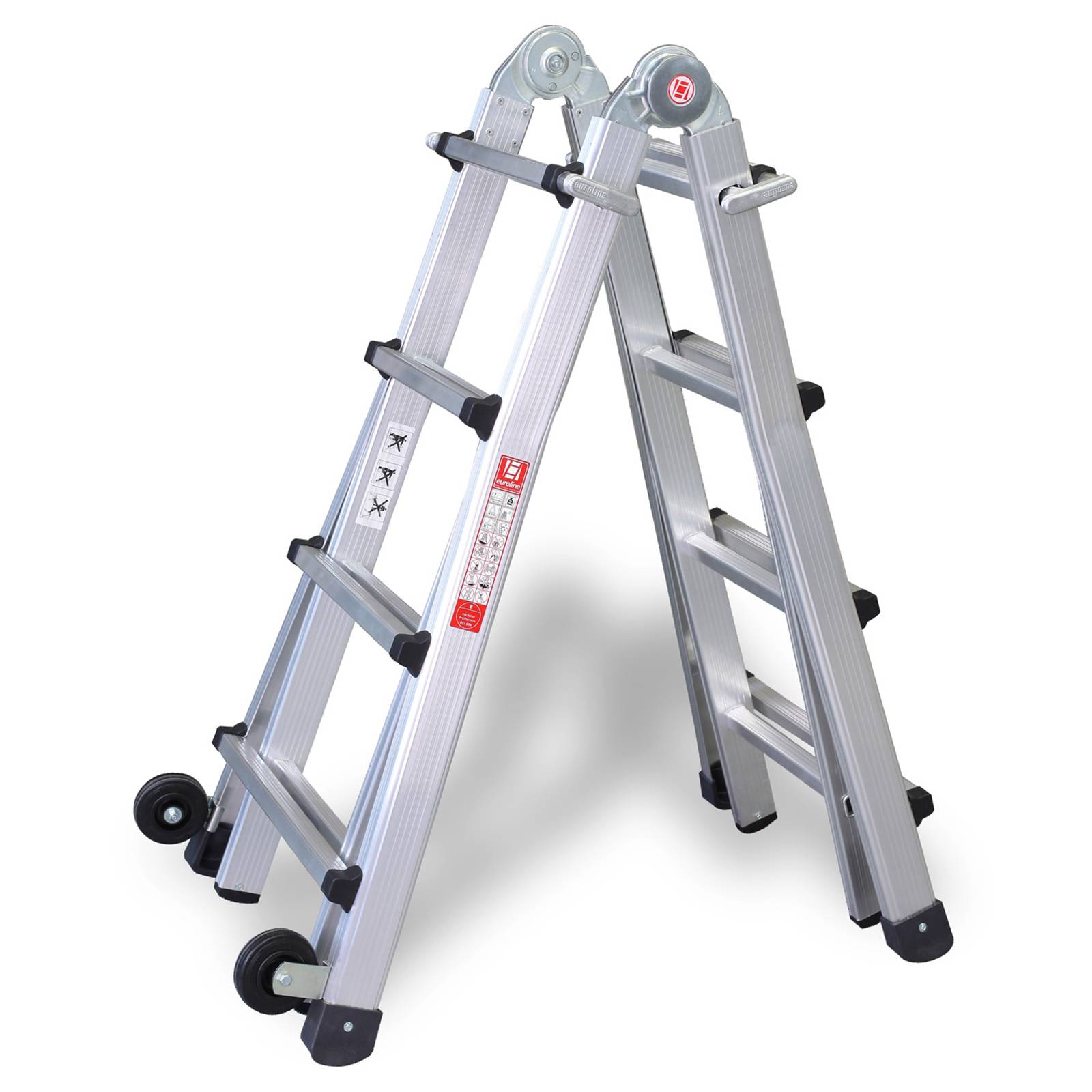 Euroline Premium 31621 Vario-Klappleiter mit Rollen 4x3 Sprossen-0