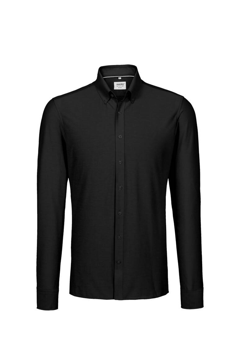 HAKRO Hemd Natural Stretch Regular schwarz, L-1