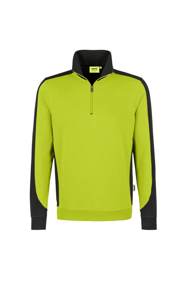 HAKRO Zip-Sweatshirt Contrast MIKRALINAR® kiwi/anthrazit, L-1
