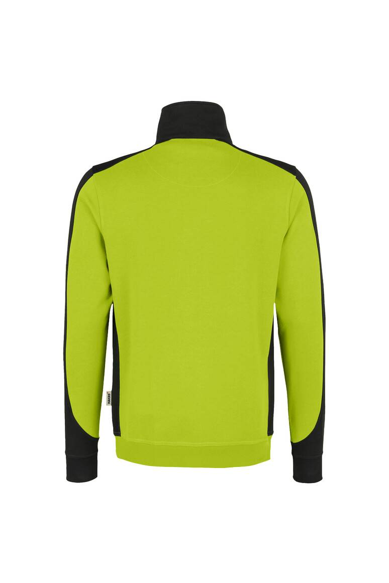 HAKRO Zip-Sweatshirt Contrast MIKRALINAR® kiwi/anthrazit, L-3