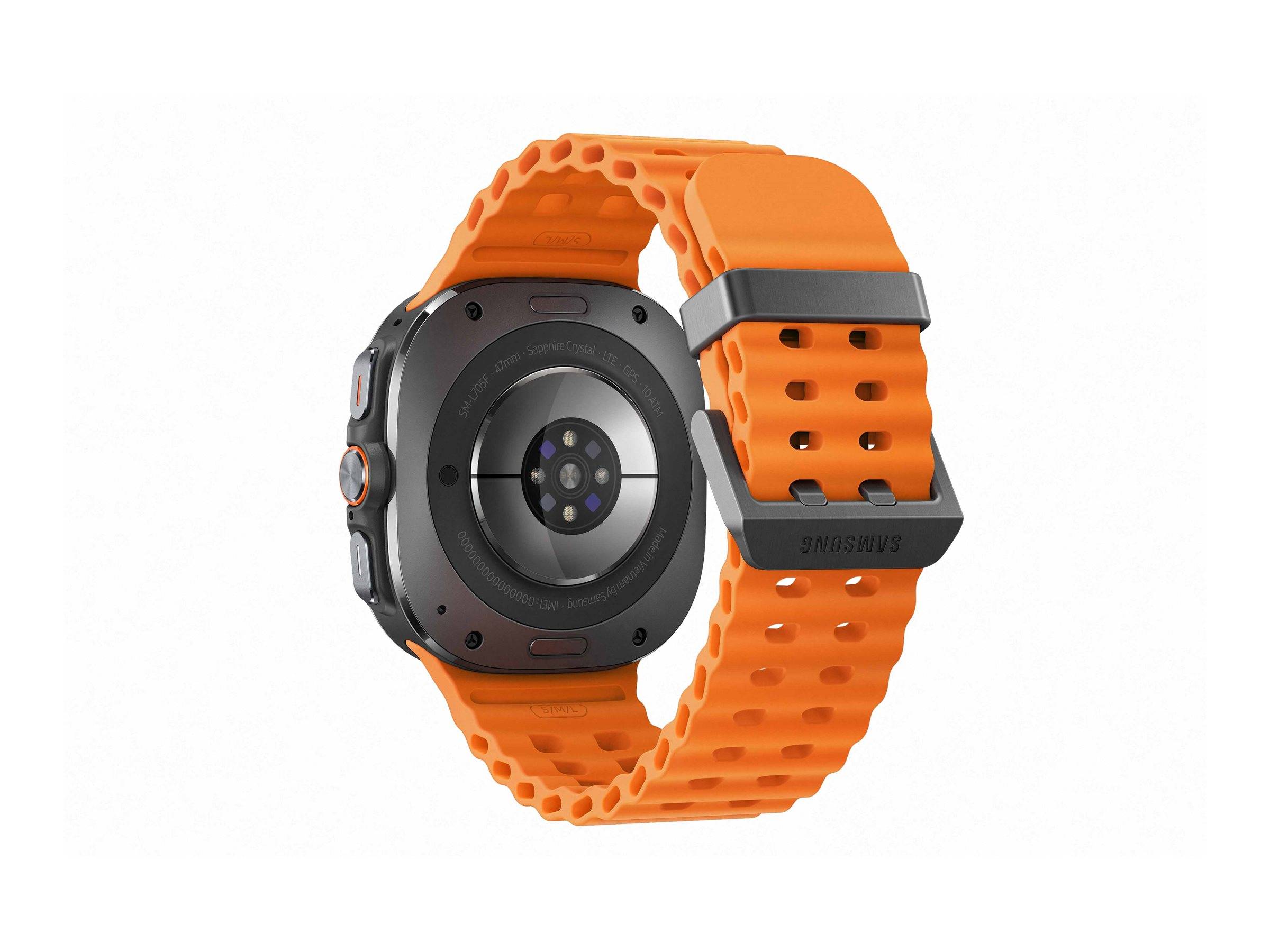 Samsung Galaxy Watch Ultra - 47 mm - titanfarben grau - intelligente Uhr mit Marineband - Gummi - Orange - Bandgröße: S/-2