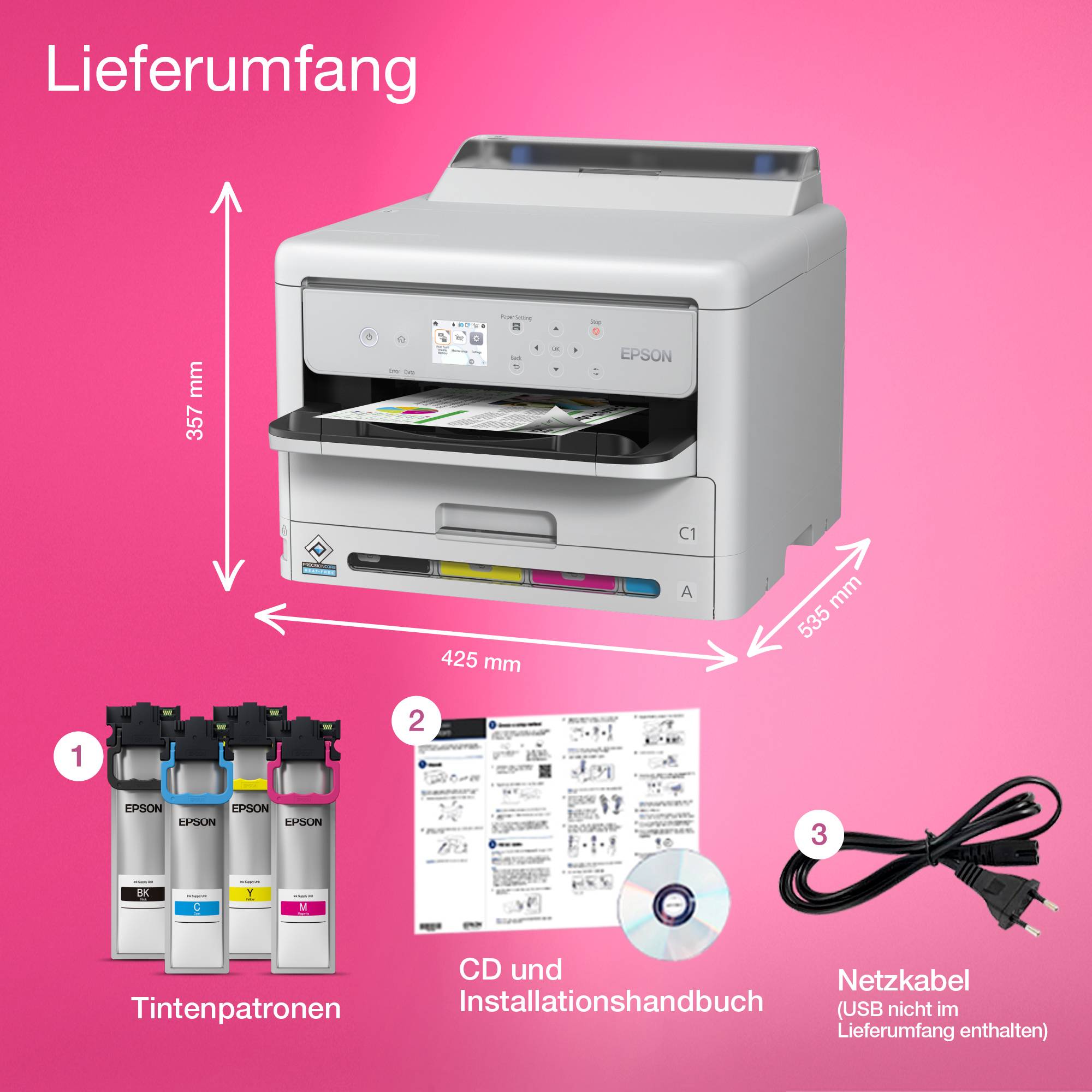 Epson WorkForce Pro WF-C5390DW BAM Ink-Bundle 4 Farben WiFi PCL PS3 - Drucker - Tintenstrahldruck-1
