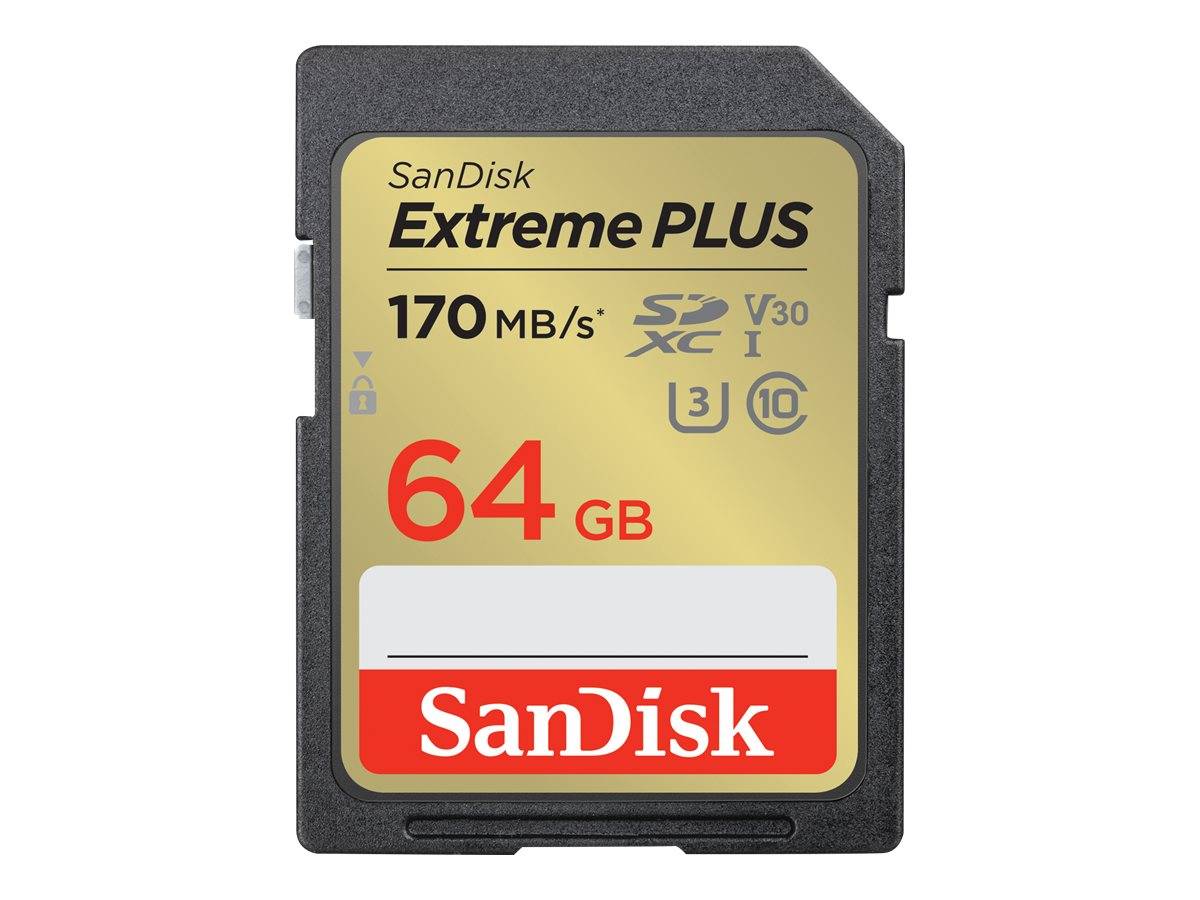 SanDisk Extreme PLUS - Flash-Speicherkarte - 64 GB - UHS-I U3 / Class10 - SDXC U-1