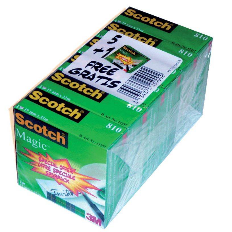 Scotch Klebefilm Magic 810, Promopack, 19 mm x 33 m, 5+1-0