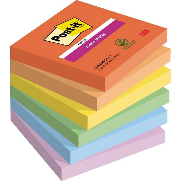 Post-it Haftnotizen super sticky notes, 76 x 76 mm, Playful