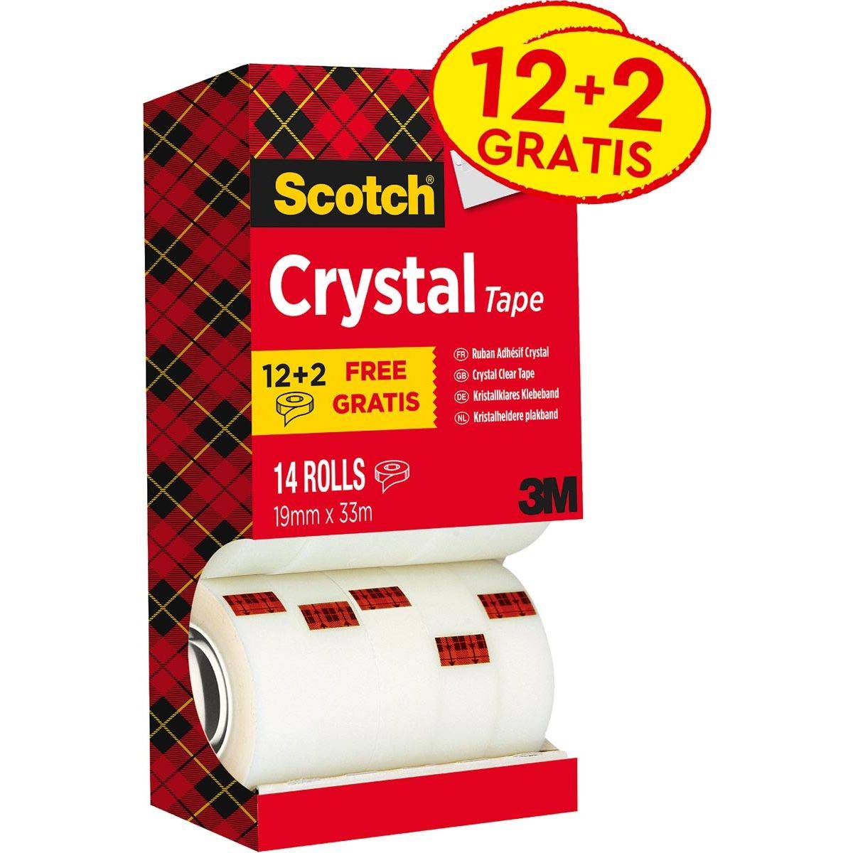 Scotch Klebefilm Crystal Clear 600, 19 mm x 33 m, 12+2-0