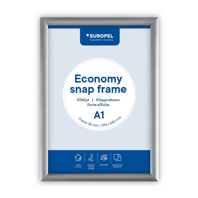 EUROPEL Plakatrahmen Economy, DIN A1, 25 mm, silber eloxiert-0