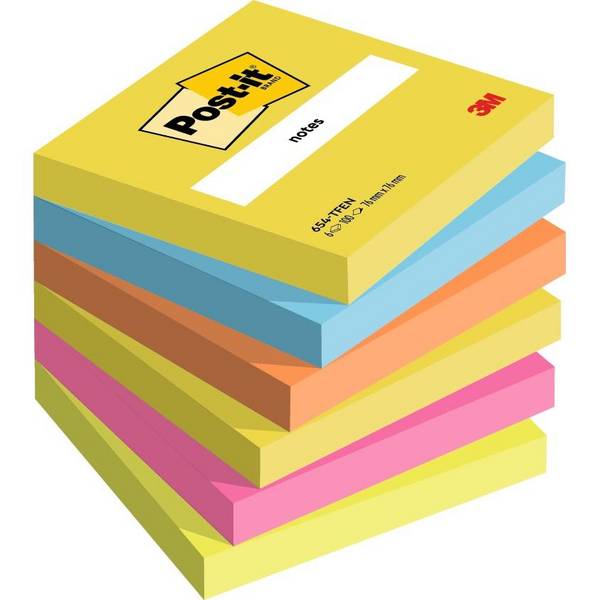 Haftnotizen 76x76mm neon sortiert Energetic 100 Blatt Packung 6 Block
