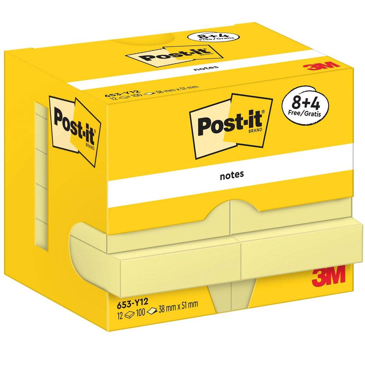 Post-it Notes Haftnotizen, 51 x 38 mm, gelb (9000832)-0