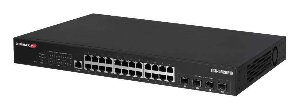 Edimax Pro TGS-5428PLX - Switch - surveillance, vlan, L2 - 24 x 2.5GBase-T + 4 x 10 Gigabit SFP+ (Uplink)-1