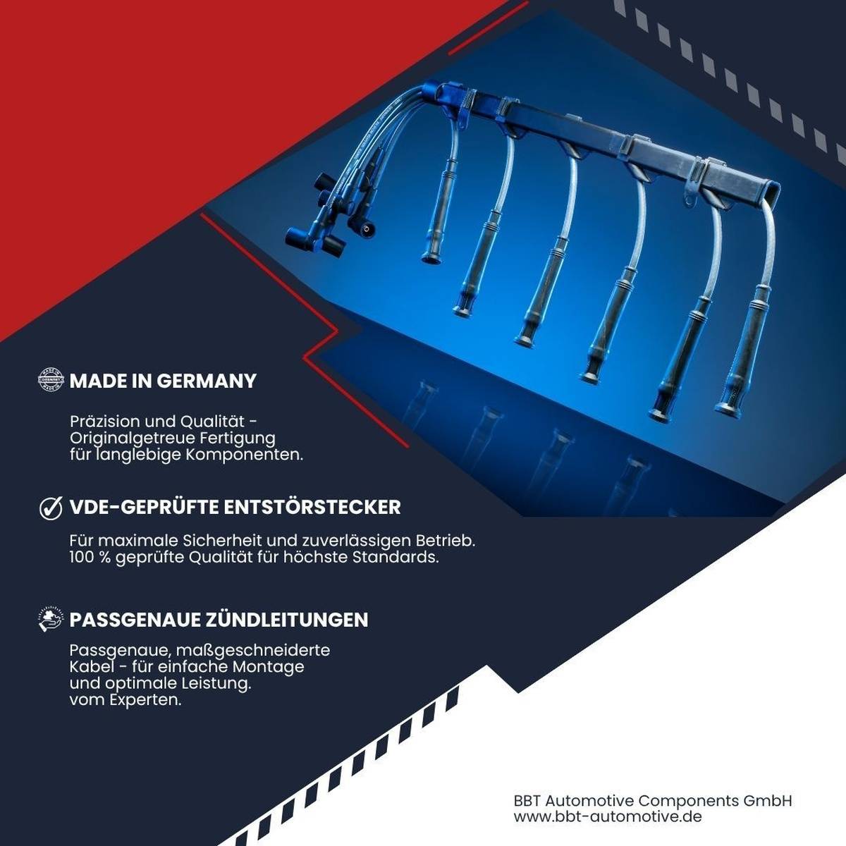 Zündleitungssatz Kupferzündleitung Kabel BBT passend für u.a. AUDI A3-0