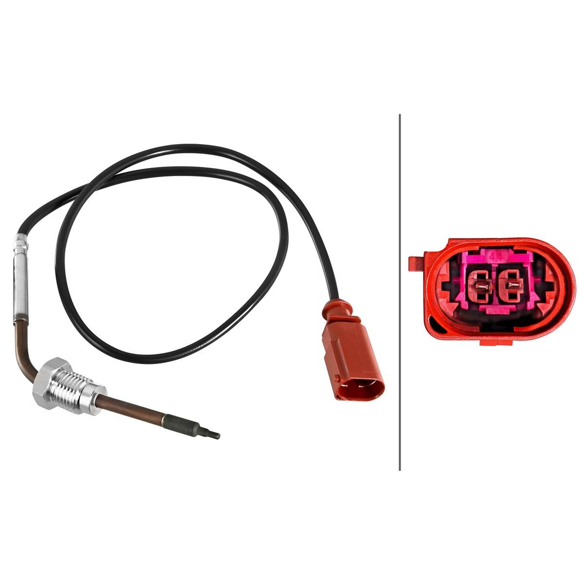 Sensor Abgastemperatur geschraubt 2-polig 530 mm Kabel HELLA für AUDI A8-3