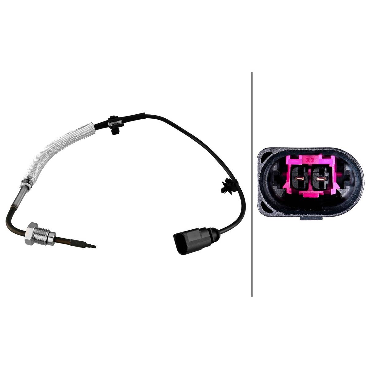 Sensor Abgastemperatur geschraubt 2-polig 420 mm Kabel HELLA für u.a. AUDI Q5-3