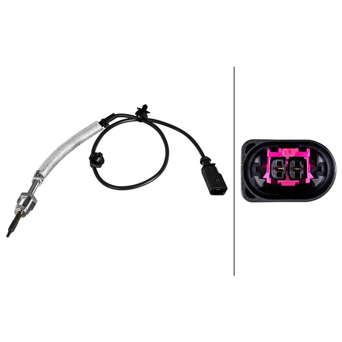 Sensor Abgastemperatur geschraubt 2-polig 540 mm Kabel HELLA für u.a. AUDI A4-4