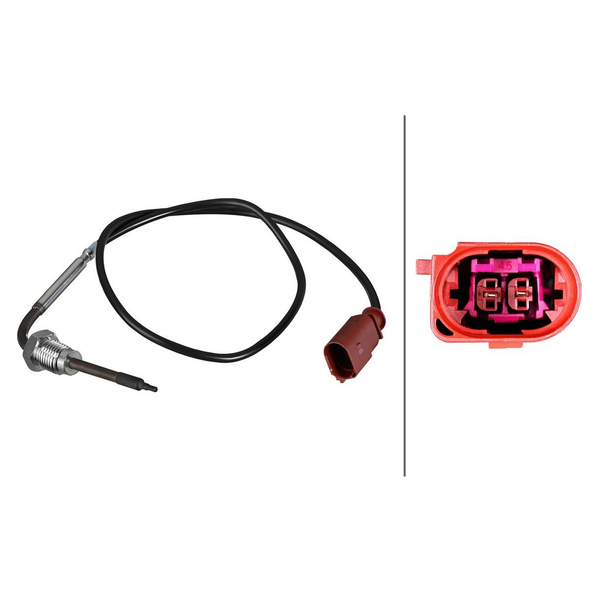 Sensor Abgastemperatur geschraubt 2-polig 540 mm Kabel HELLA für AUDI Q7-3