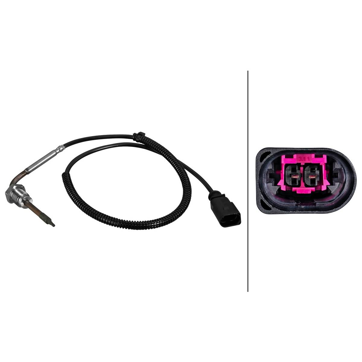 Sensor Abgastemperatur geschraubt 2-polig 550 mm Kabel HELLA für u.a. MAN TGE-3
