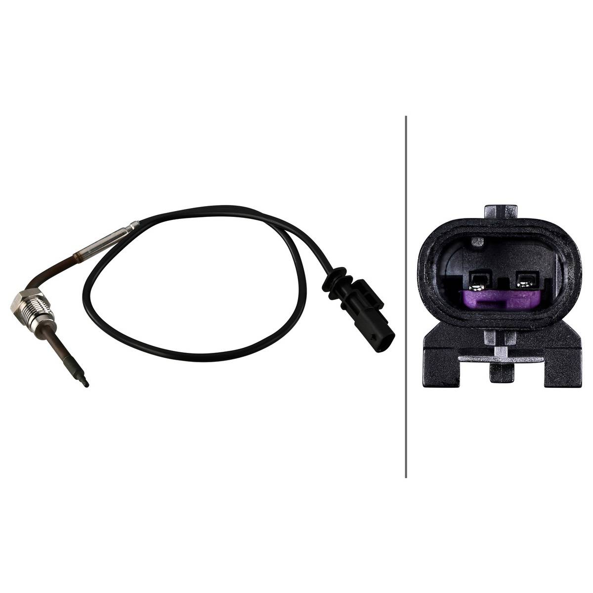 Sensor Abgastemperatur 2-polig 470 mm Kabel HELLA für u.a. DODGE CALIBER-4