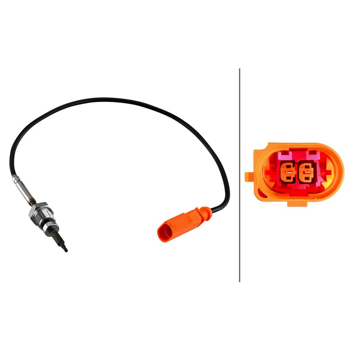 Sensor Abgastemperatur geschraubt 2-polig 410 mm Kabel HELLA für VW PASSAT-3