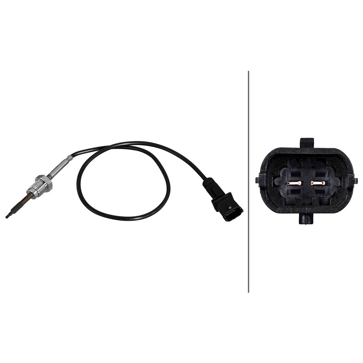 Sensor Abgastemperatur 2-polig 515 mm Kabel HELLA für u.a. FIAT DOBLO-3