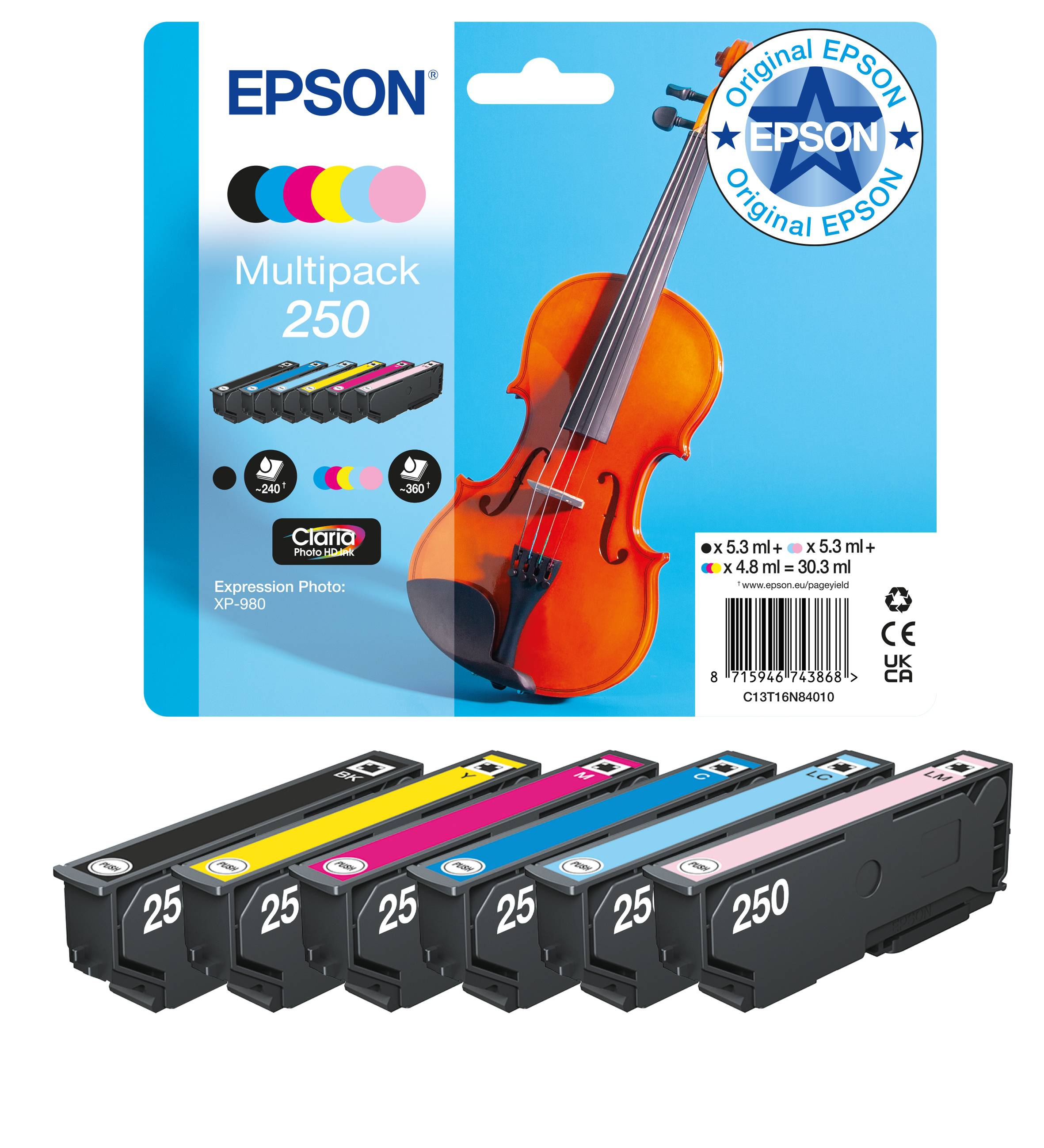 Epson 250 Multipack - 6er-Pack - Schwarz, Gelb, Cyan, Magenta, hell Cyan, hellmagentafarben-1
