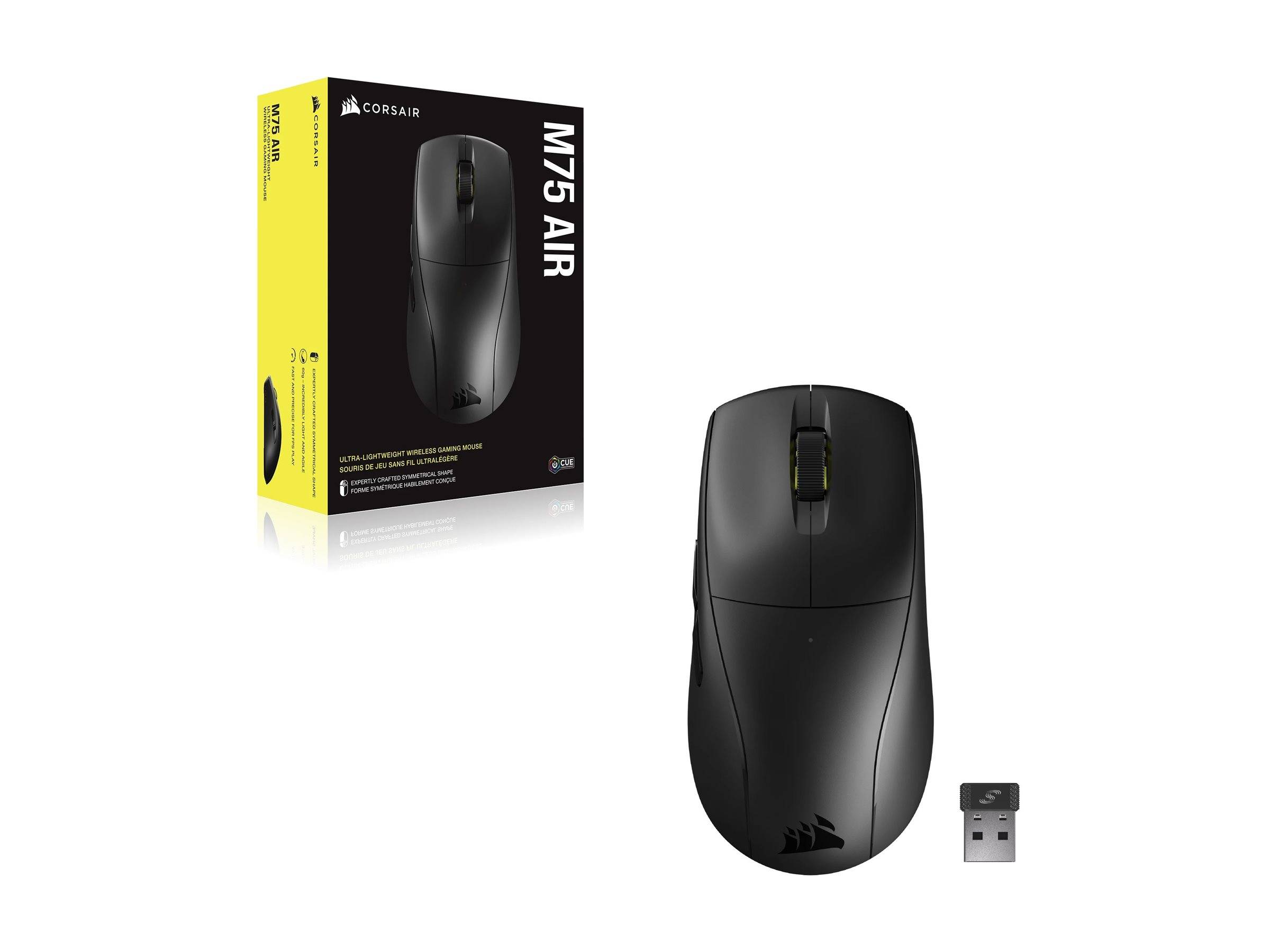 Corsair M75 AIR - Maus - optisch - 5 Tasten - kabellos - 2.4 GHz, Bluetooth - kabelloser Empfänger (USB)-1