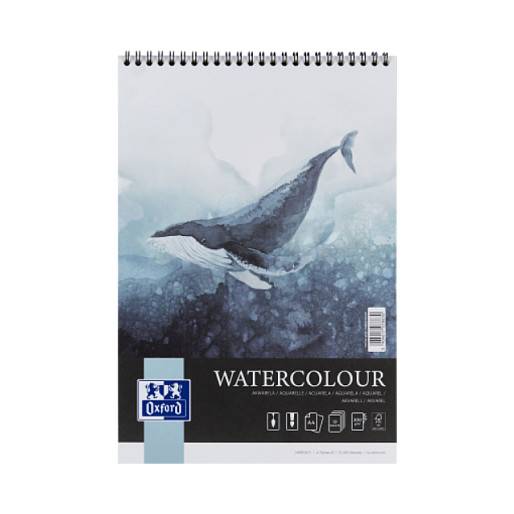 Oxford Kunstakvarelblok Oxford A4 / 10 ark 300g med dobbeltspiral - A4 - 100 Bla-0