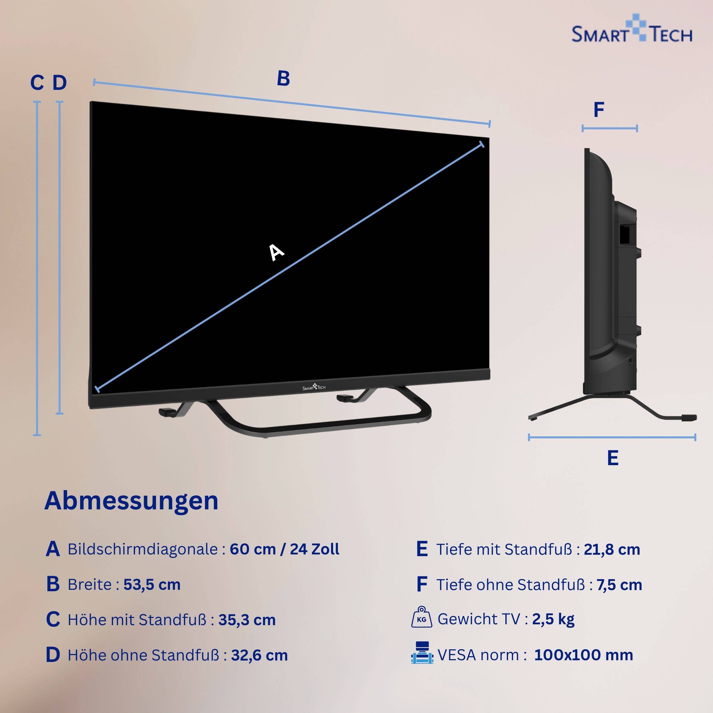 Smart Tech 24QV02VC QLED Fernseher 40 Zoll Smart TV VIDAA HD ready, 12 Volt und Triple-Tuner (2026)-2