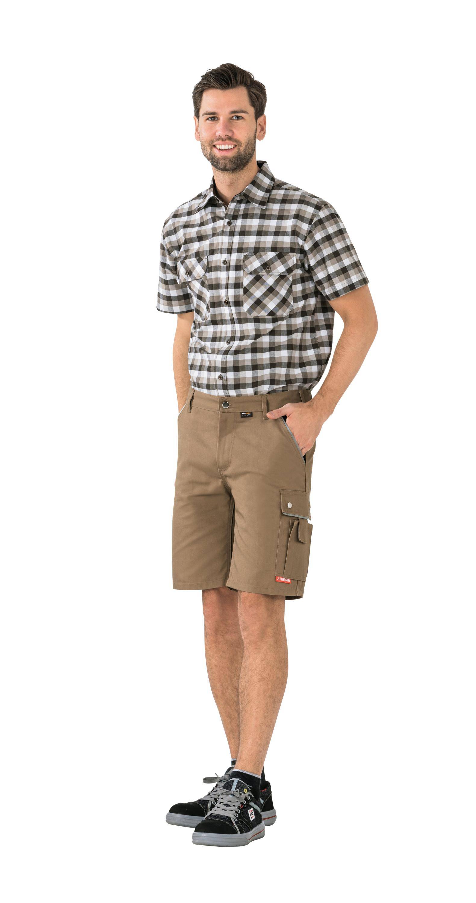 Planam Shorts Canvas 320 khaki/schwarz Gr. S-1