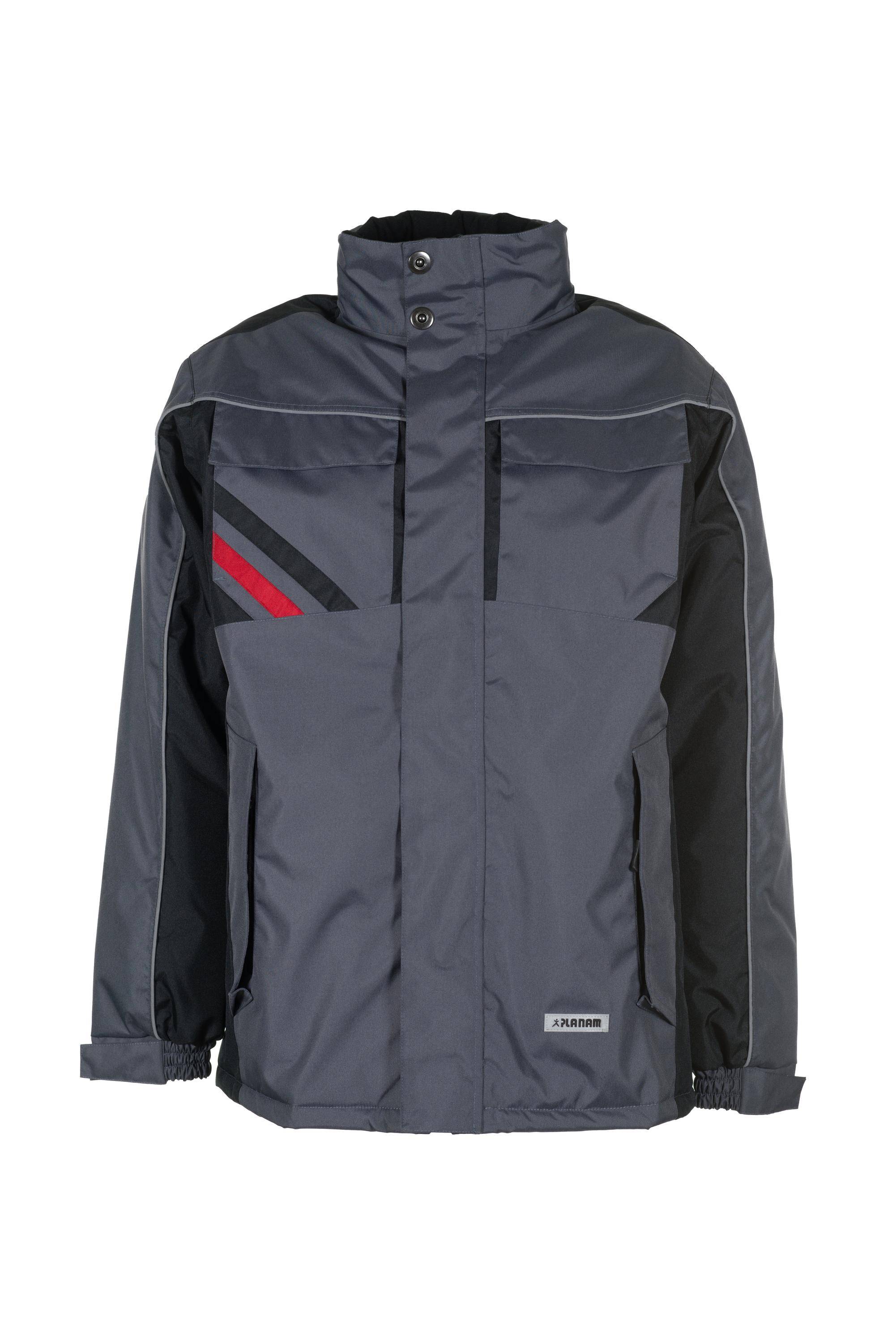 Planam Winterjacke Highline, Outdoor schiefer/schwarz/rot Gr. 5XL