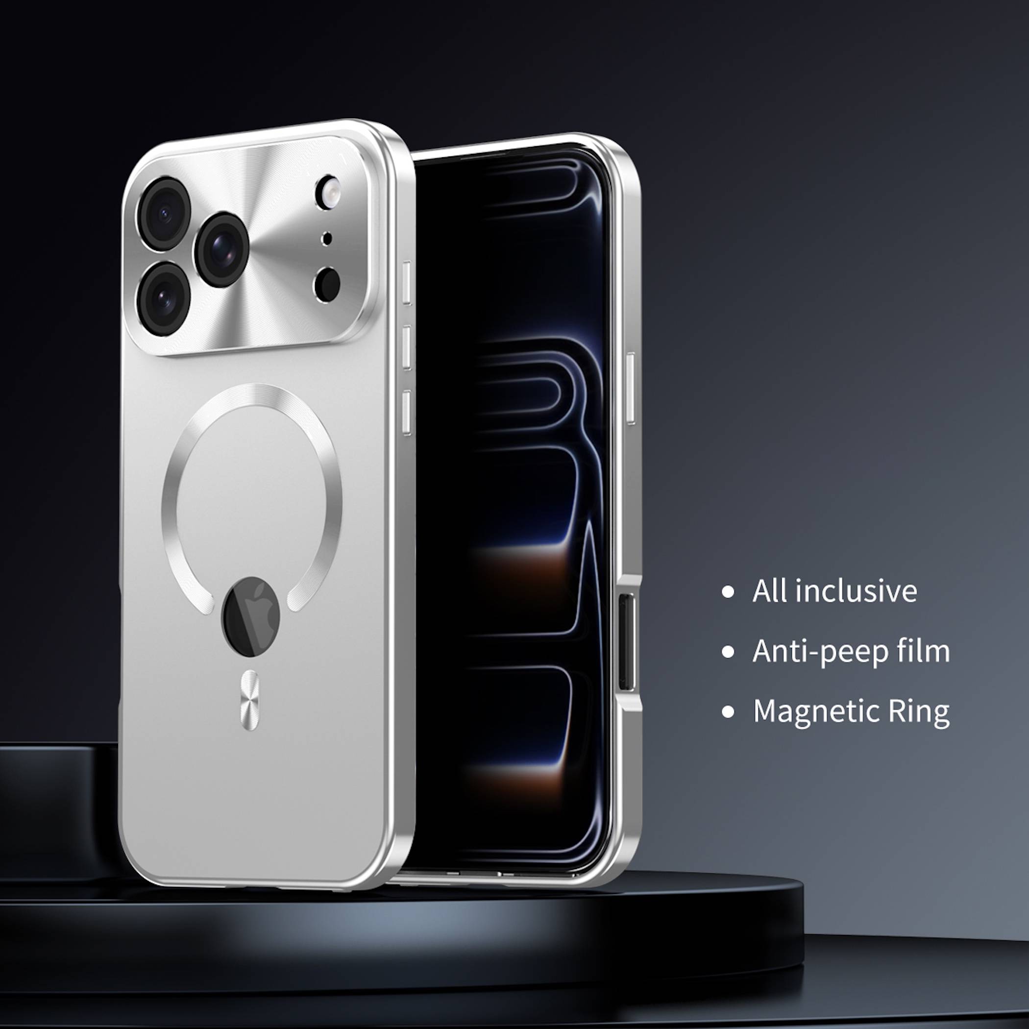 Magsafe Handyhülle + Privacy Hart Schutz Glas für Apple iPhone 18 Pro Max Metall-1