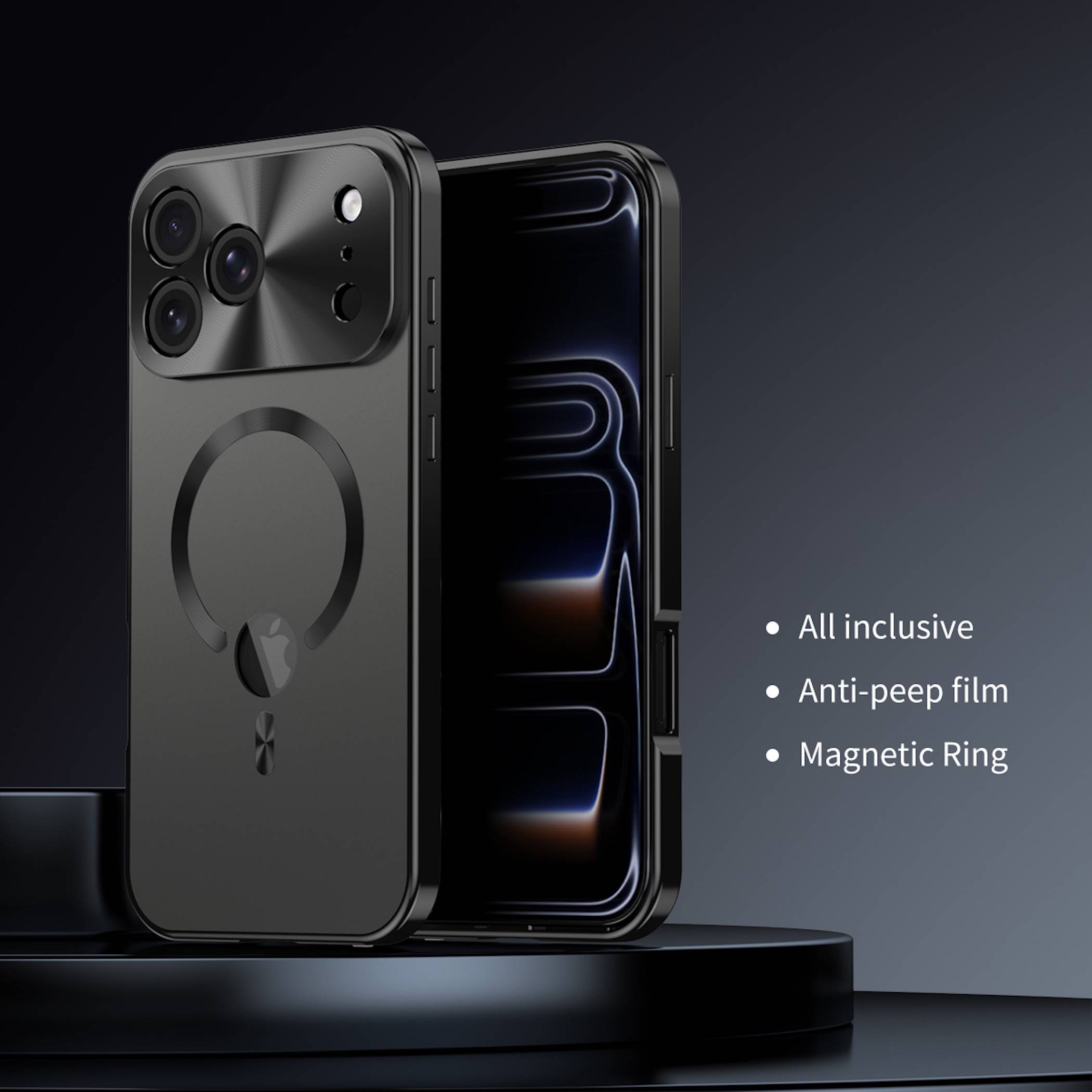 Magsafe Handyhülle + Privacy Hart Schutz Glas für Apple iPhone 18 Pro Max Metall-3