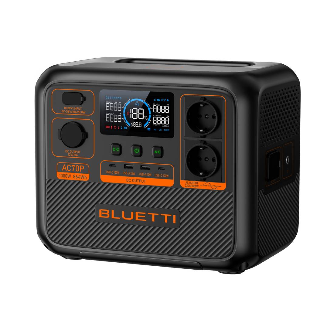 PowerOak Bluetti AC70P - Tragbares kraftwerk - 1000 Watt-1