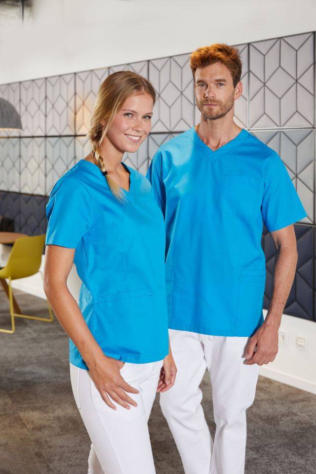 Men's Kasack Klassischer Schlupfkasack mit V-Ausschnitt blau, Gr. 3XL-1