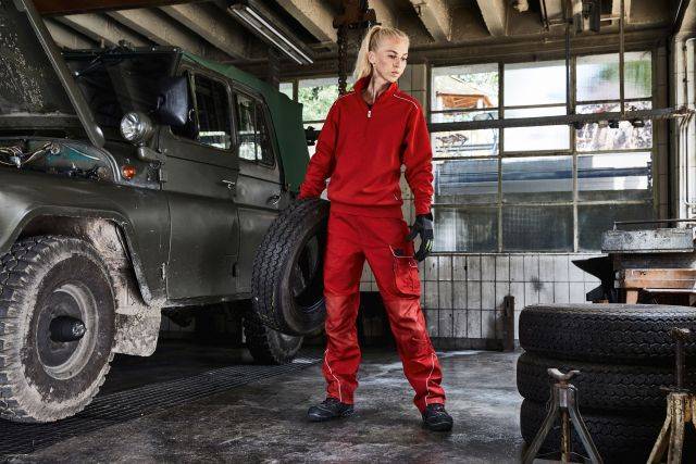 Workwear Half-Zip Sweat - SOLID - Sweatshirt mit Stehkragen, Reißverschluss und Kontrastpaspel grau, Gr. S-1