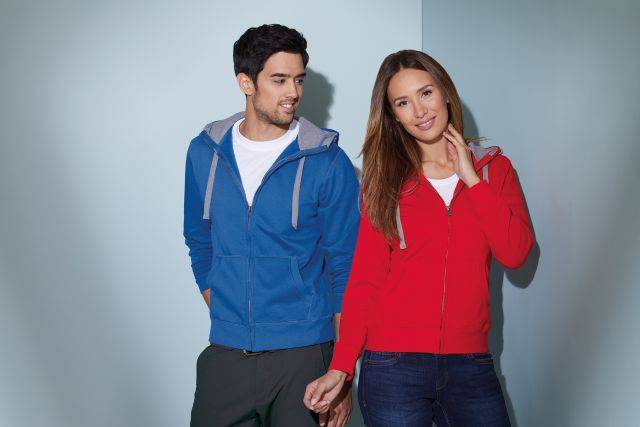 Men's Lifestyle Zip-Hoody Sweatjacke mit Reißverschluss und Kapuze schwarz/grau, Gr. L-1