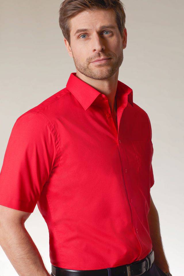 Men's Shirt Shortsleeve Poplin Klassisches Shirt aus pflegeleichtem Mischgewebe grau, Gr. XL-1