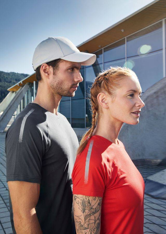 Men's Sports-T Funktionsshirt aus recyceltem Polyester für Sport und Fitness rot, Gr. L-1